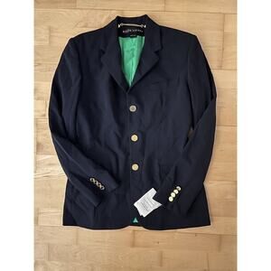 Ralph Lauren Black Label Navy Blue Blazer Equestrian Wool Blend Gold Buttons 6